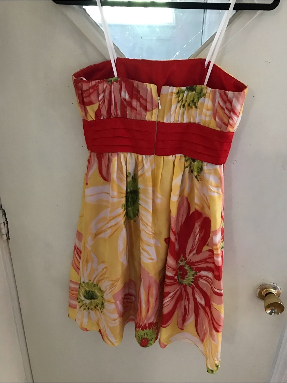 Girls Yellow Floral Sundress with Red Accents